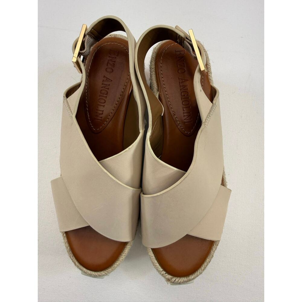 Enzo Angiolini Espadrille Platform Wedge Sandals Off White Size 6 Resort Beach - Picture 9 of 9